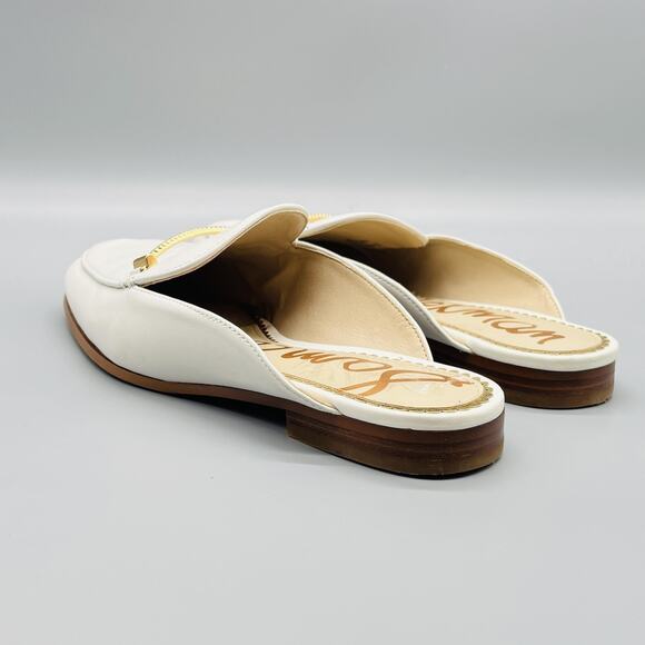 Sam Edelman Shoes Womens 6 White Leather Bit Loafer Mule Slip On Flats Casual - Picture 6 of 11